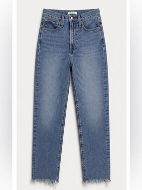Madewell Perfect Vintage Jeans Size 27 HighRise Straight Leg Raw Hem Medium Wash